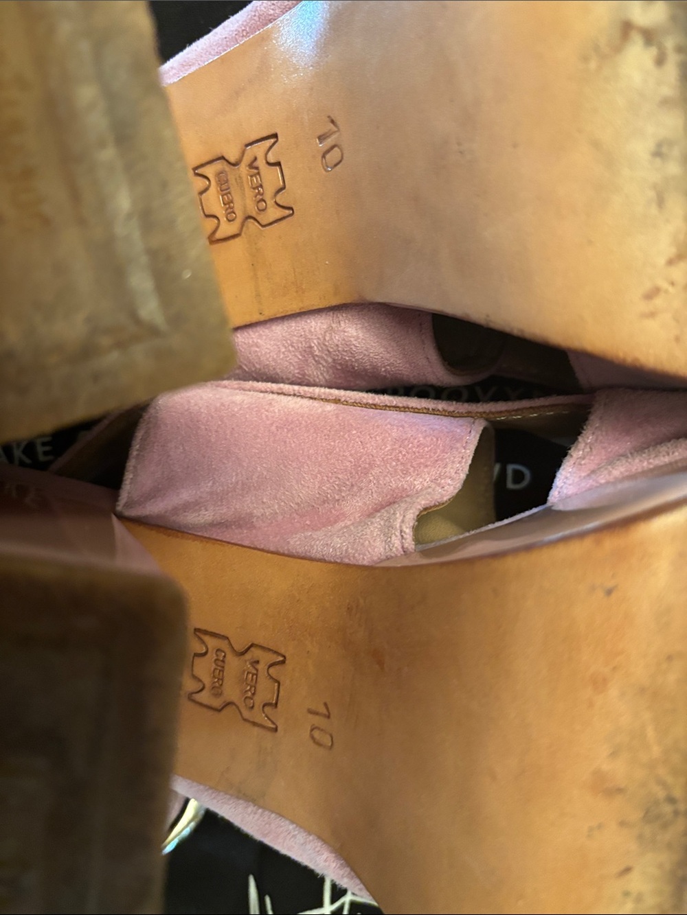 John Fluevog Blush Pink Suede Platform Wedge Sandals - Picture 6 of 9